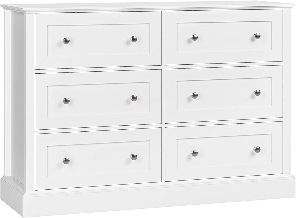 White 6 Drawer Double Dresser J736
