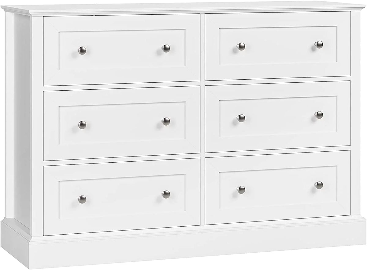 White 6 Drawer Double Dresser J736
