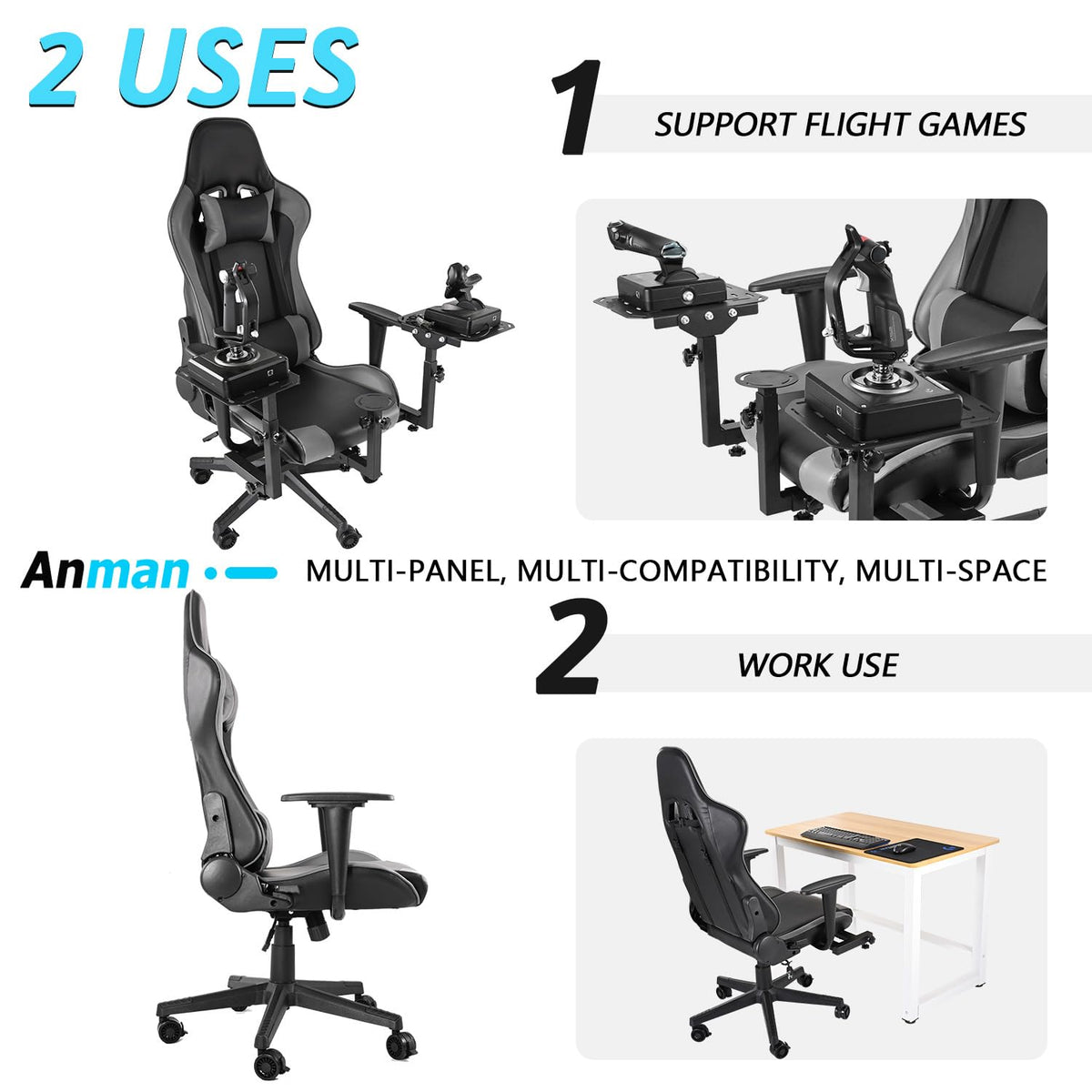 Multifunctional Flight Racing Simulator Cockpit Joystick Mount with Chair U800340