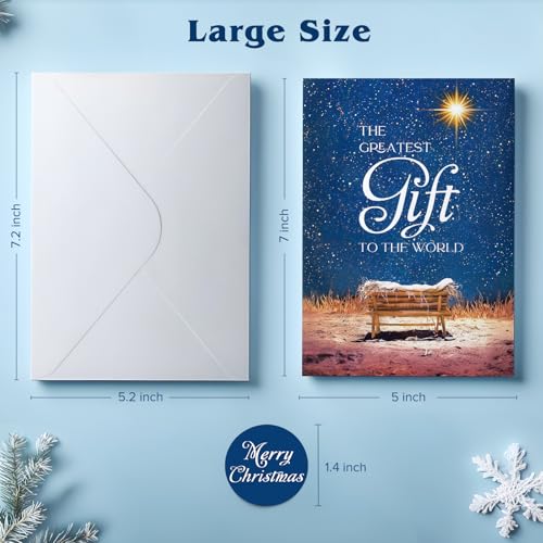 Boxed Christmas Cards with Envelopes & Stickers, Pack of 18 P650