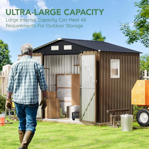 Brown Outdoor Steel Storage Shed O477