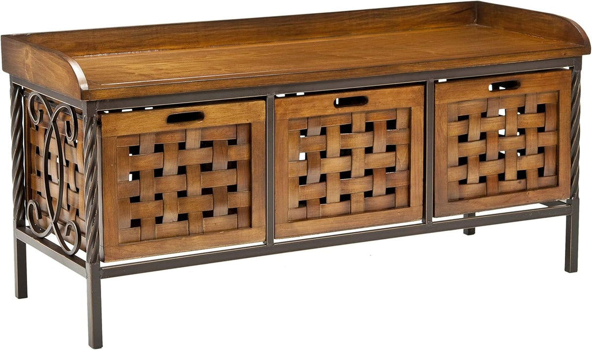 Brown Wooden Storage Bench X668