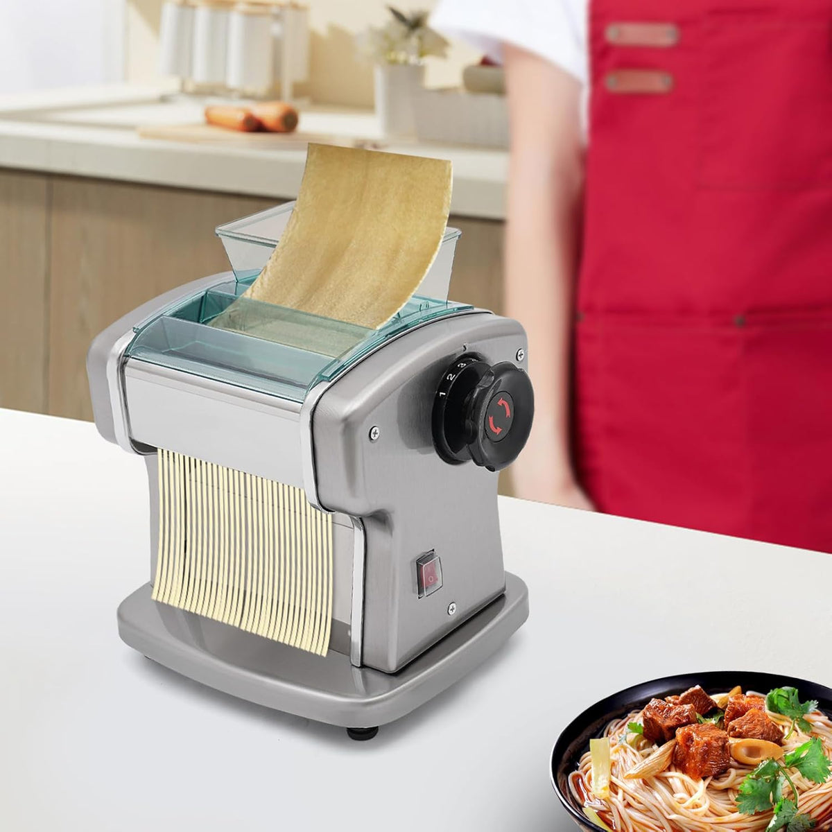 Electric Pasta Maker Machine with 9 Thickness Settings, 2 mm Stainless Steel Blade, 135W V8823