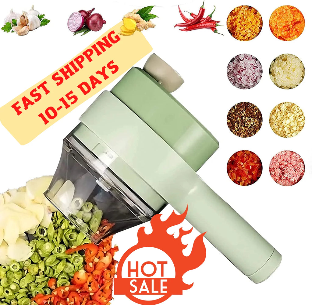 4 in 1 Mini Handheld Electric Vegetable Cutter Set Wireless Food Chopper Grinder Food Processor J25368