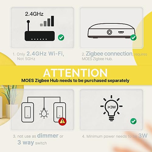 Zigbee Smart Switches, No Neutral Wire, Single Pole Light Switch A694