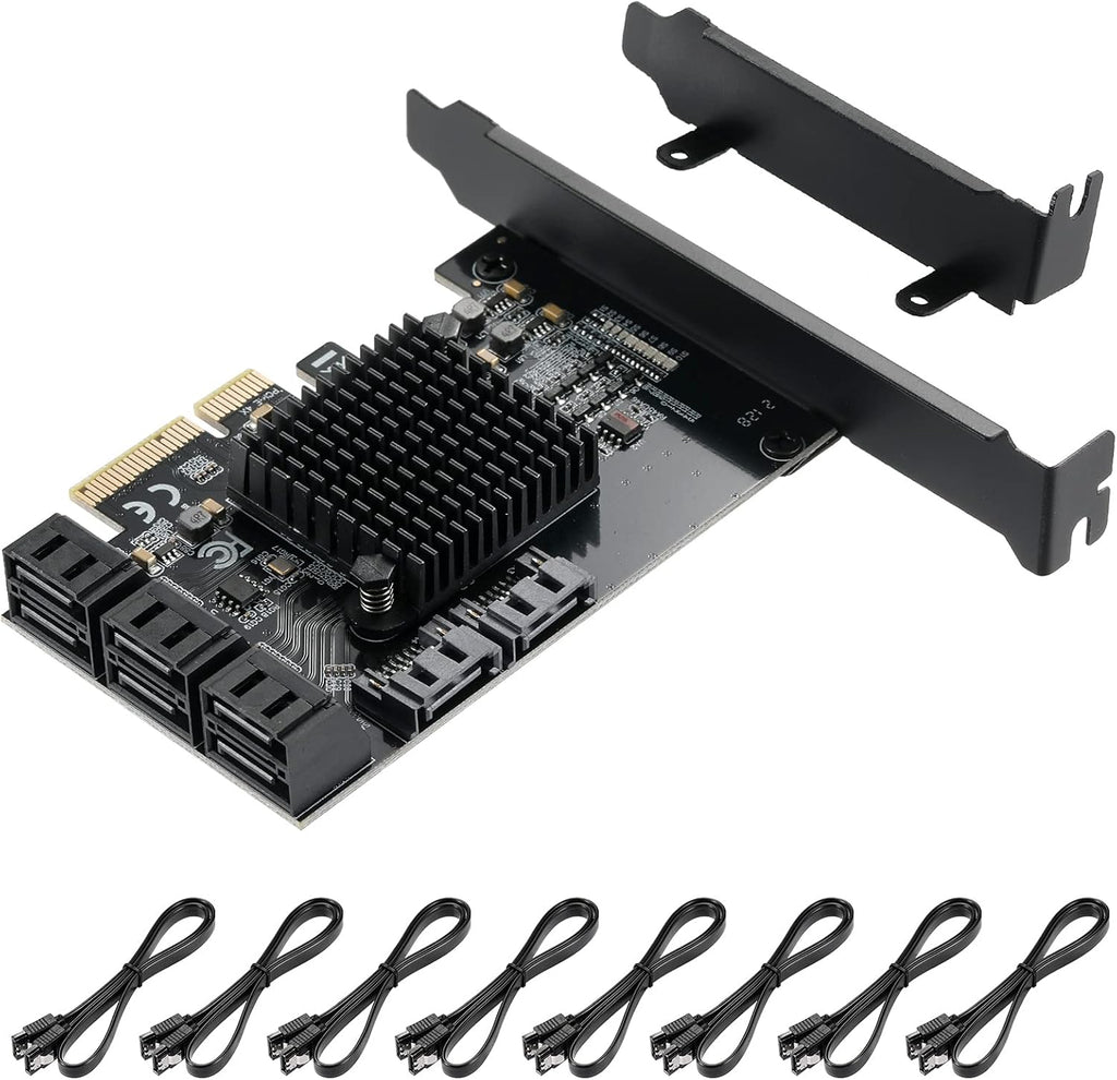 10 Port PCIe SATA 3.0 6 Gbps Controller Card with 10 SATA Cables D39576