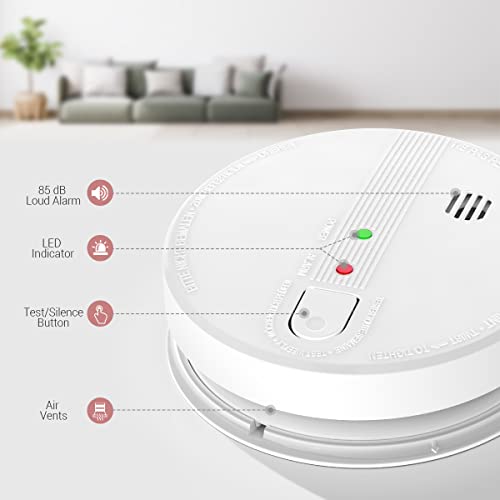Hardwired Interconnected Photoelectric Smoke Detector with Replaceable 9V Battery G9755