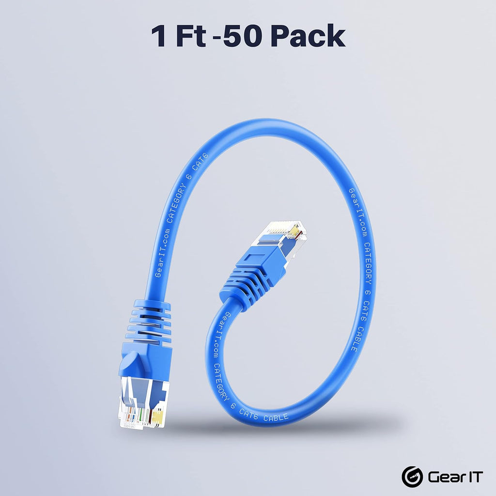 Cat 6 Ethernet Cable 1 ft 50-Pack Blue J817