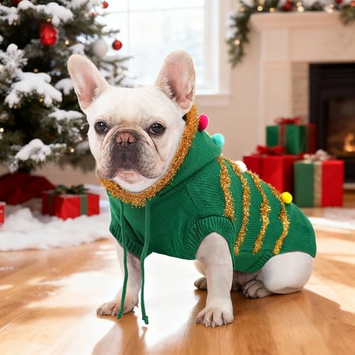 Dog Christmas Sweater with 3D Reindeer Pattern Knitted Pet Clothes J9048