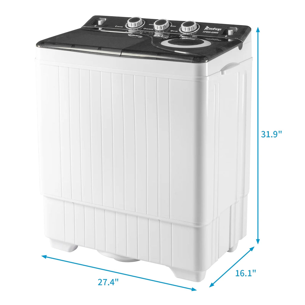 Semi-automatic Twin Tub Washing Machine with Built-in Drain Pump, White&Black S72345