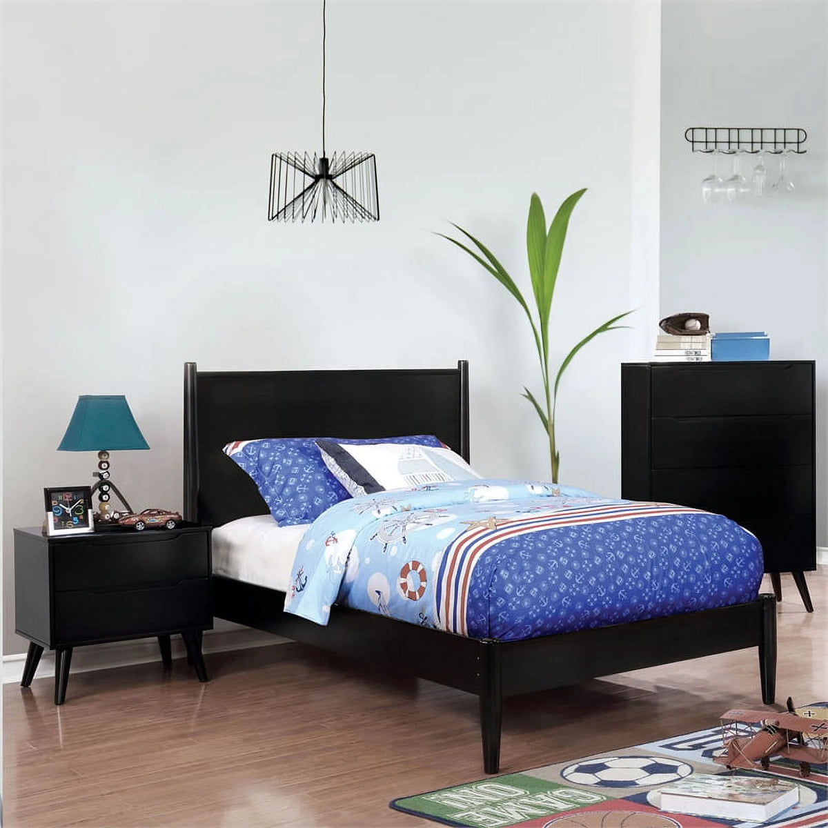 Solid Wood Twin Platform Bed with 8 Memory Foam Mattress D925403