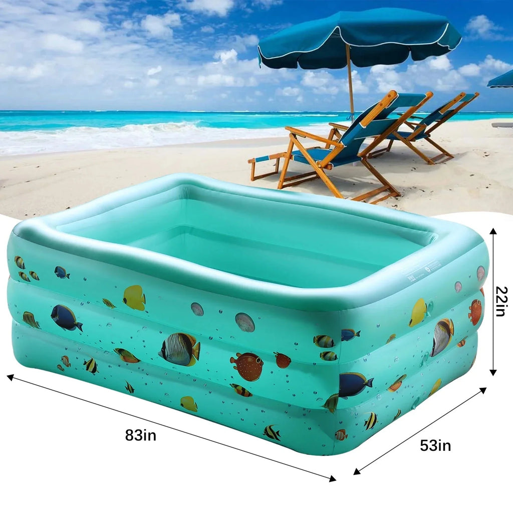 Inflatable Pool, 6.9 x 5 x 1.8 ft Rectangular N887512