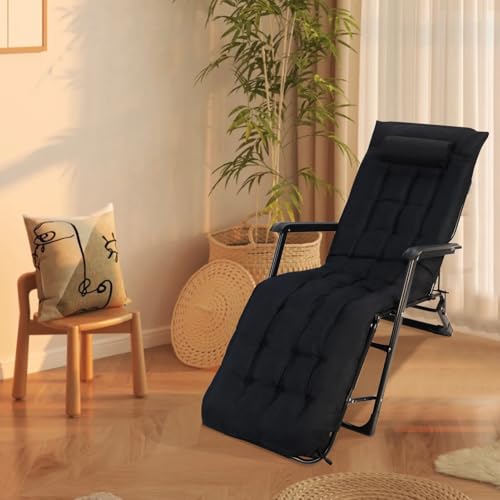Oversized Black Folding Lounge Chair with Detachable Pillow U85595
