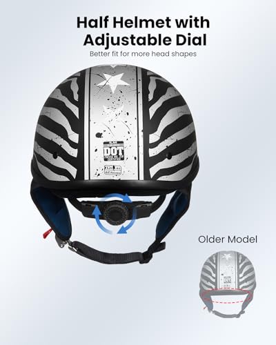 Half Helmet Motorcycle Open Face Sun Visor Quick Release Buckle DOT Approved Y4461