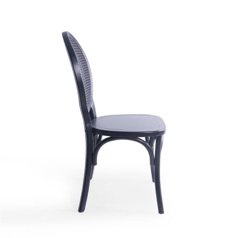 Matte Black Elm Wood Dining Chair Set of 2 Q842127