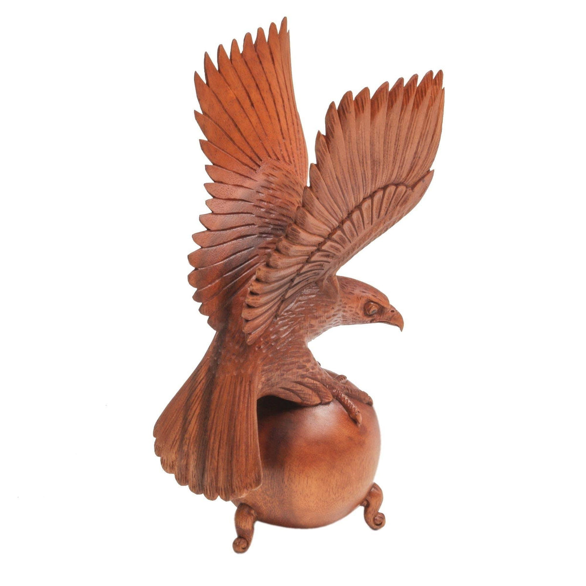 Brown Wood Eagle Sculpture F7256