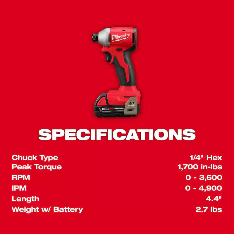 18-Volt Lithium-Ion Brushless Cordless Compact Drill/Impact Combo Kit with 2 Batteries, Charger, Bag & 2 Gal Vac N60098