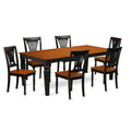 Black Cherry 7 Piece Wood Dining Table Set with 6 Chairs P9425