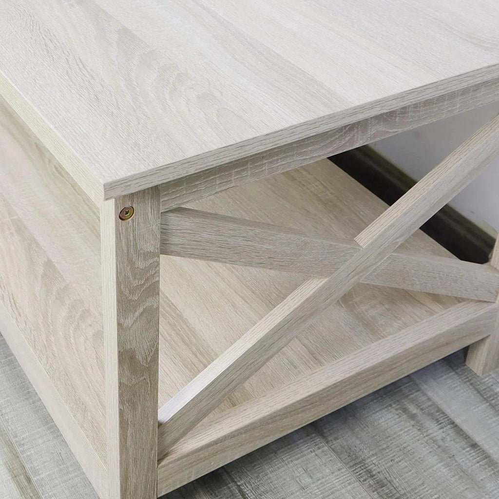 Rustic White Oak Wood Coffee Table B735757