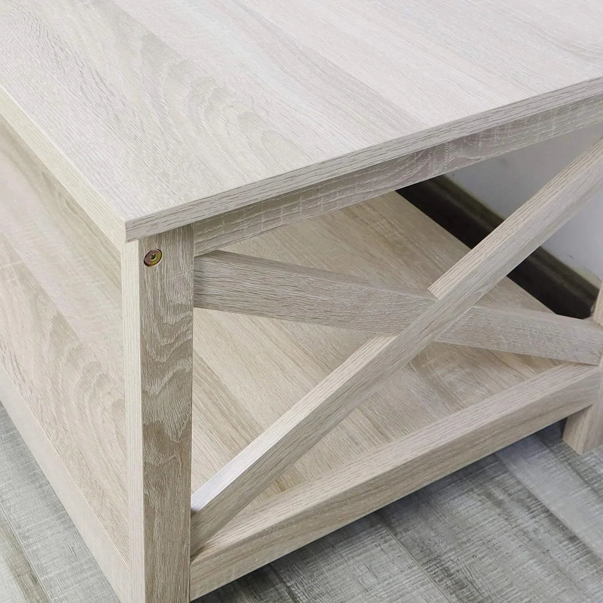 Rustic White Oak Wood Coffee Table B735757