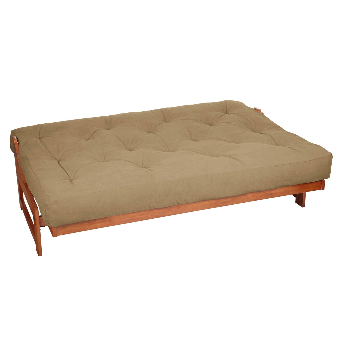 Queen Size Khaki Suede 8-Inch Latex Futon Mattress V564410