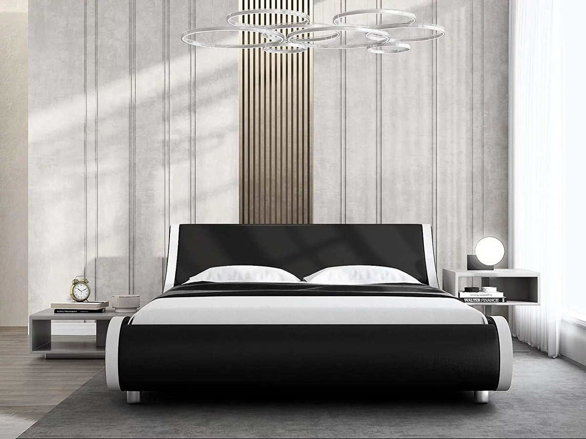 Queen Size Platform Bed Frame with Adjustable Headboard M6772