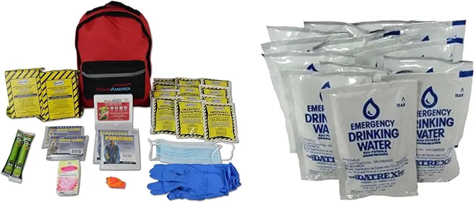72 Hour 2-Person 3-Day Emergency Kit Backpack and Water Packet 4.227 oz 18 Packs Z794