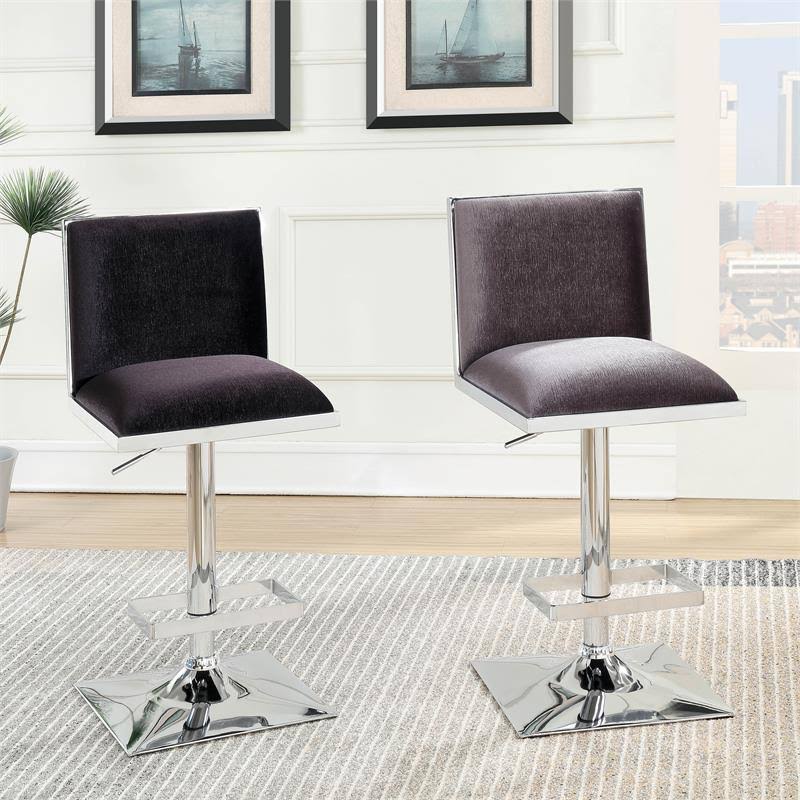 Gray Fabric Swivel Bar Stool with Metal Base A327564