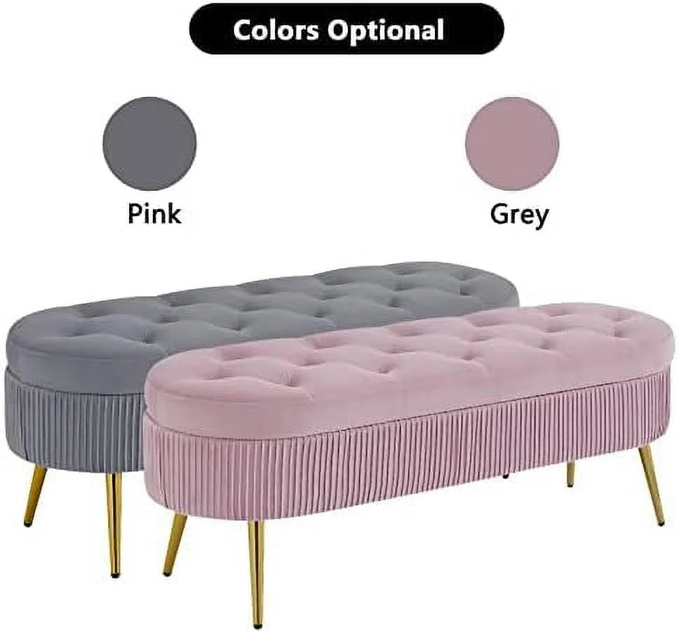 Faux Fur Ottoman Bench with Golden Metal Legs B621532