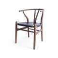 Black Faux Leather and Elm Wood Wishbone Chair S571652