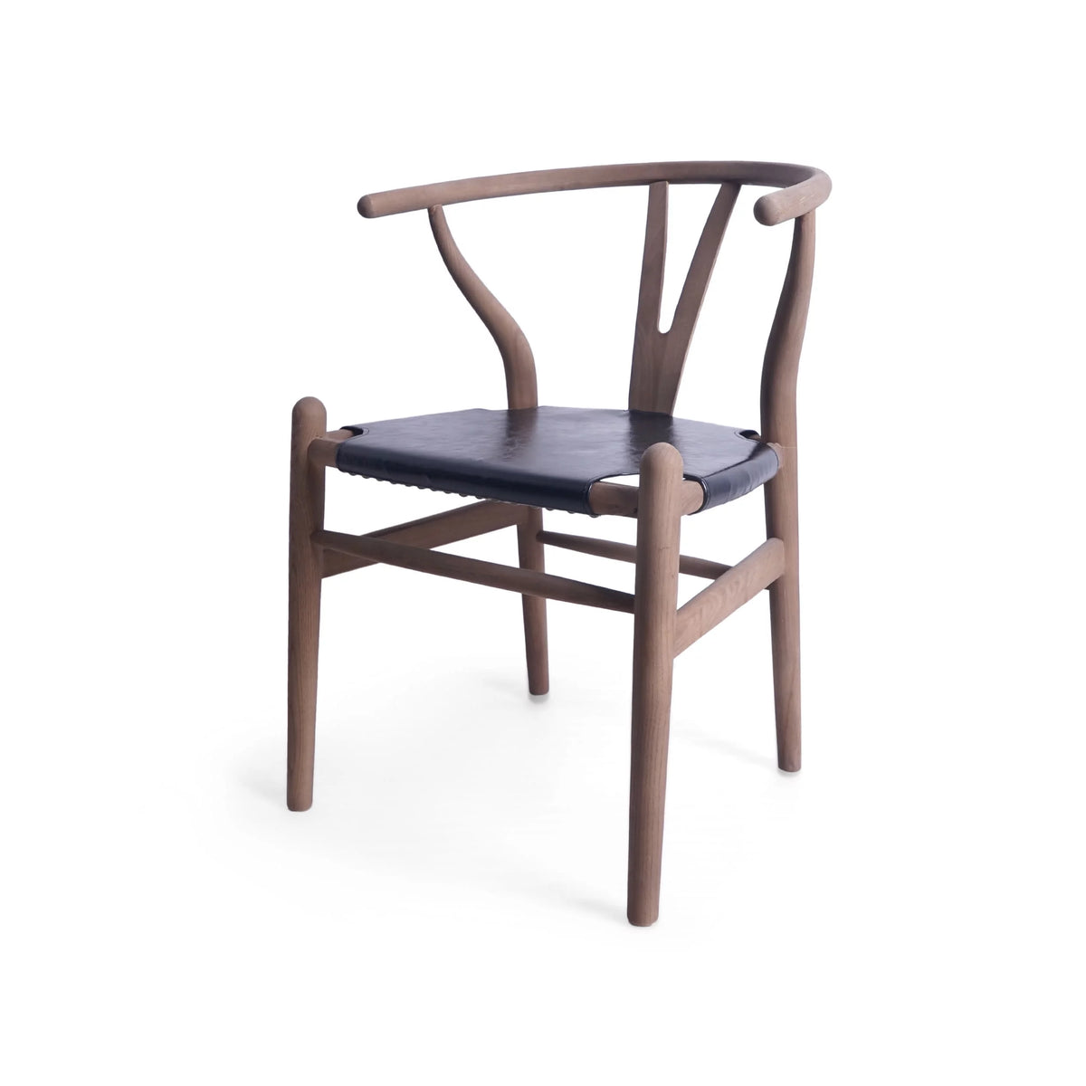 Black Faux Leather and Elm Wood Wishbone Chair S571652