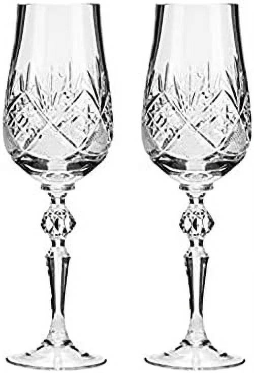 Hand Made Vintage Crystal Champagne Flute Glasses Set Of 2 J127781