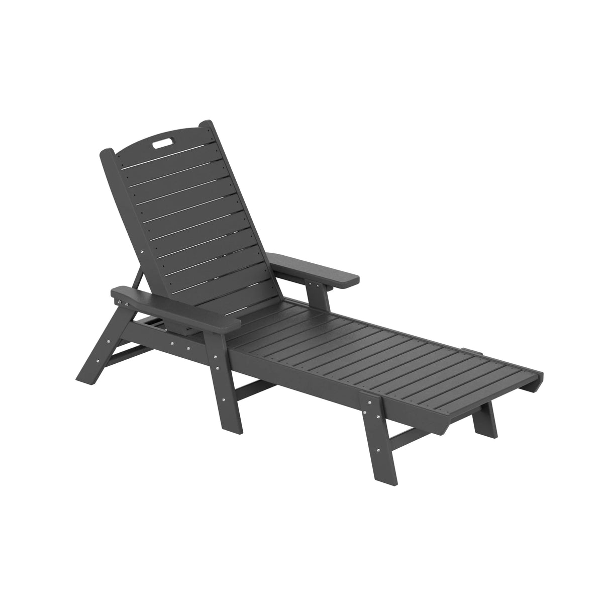 Gray 3-Piece Adirondack Chaise Lounge with Side Table Set Q12274