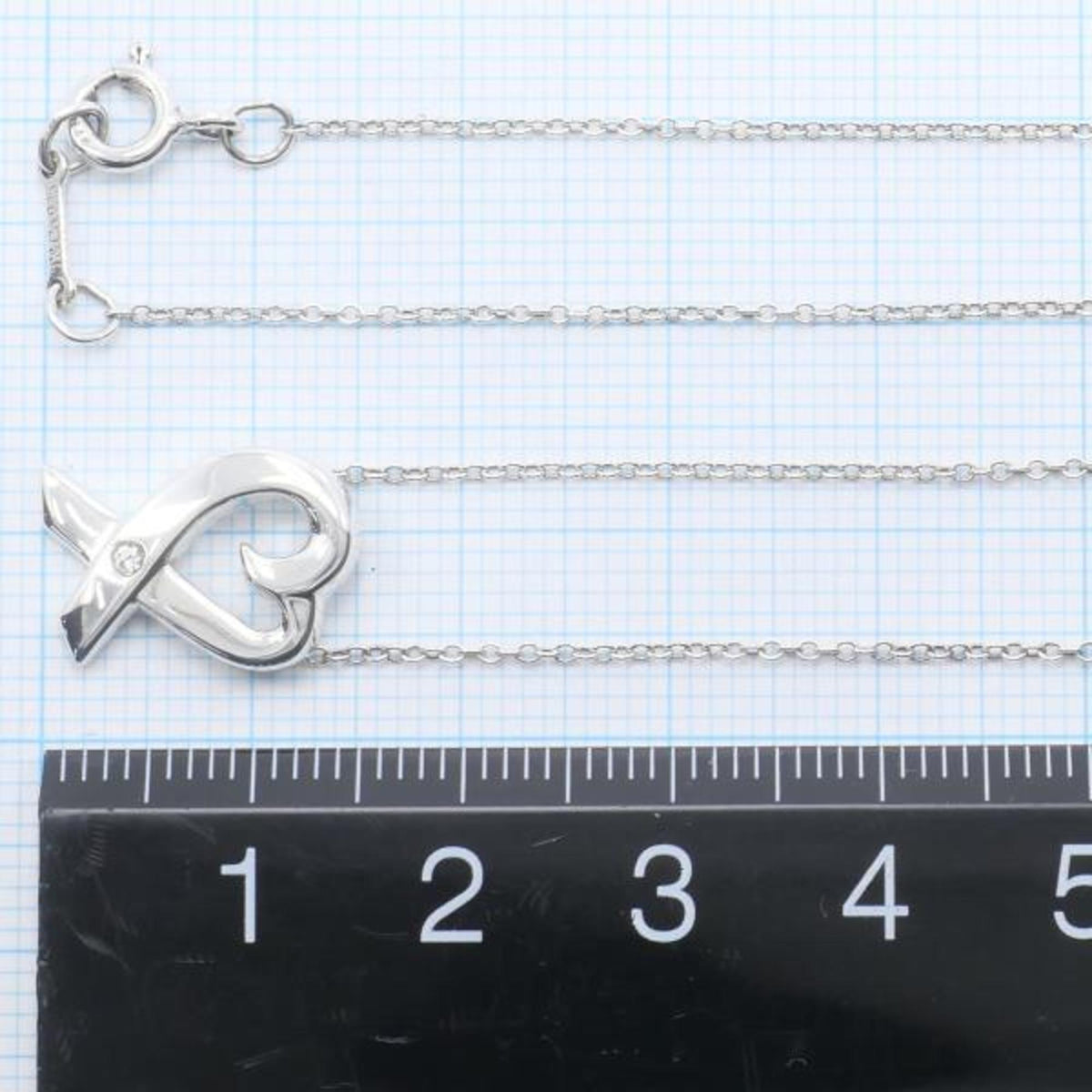 Loving Heart Silver Necklace Diamond 2.7g 43cm Jewelry L670