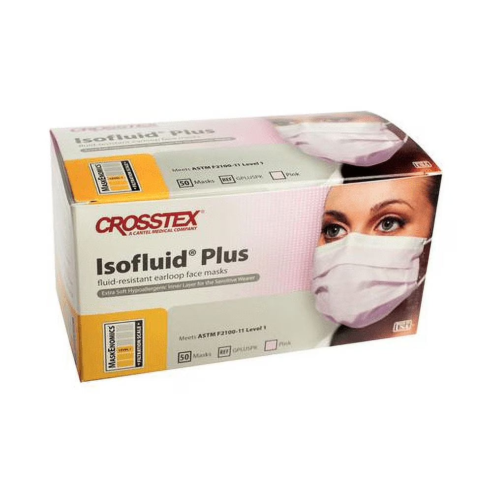 Pink Fluid Resistant Earloop Face Masks 50/Bx R72623