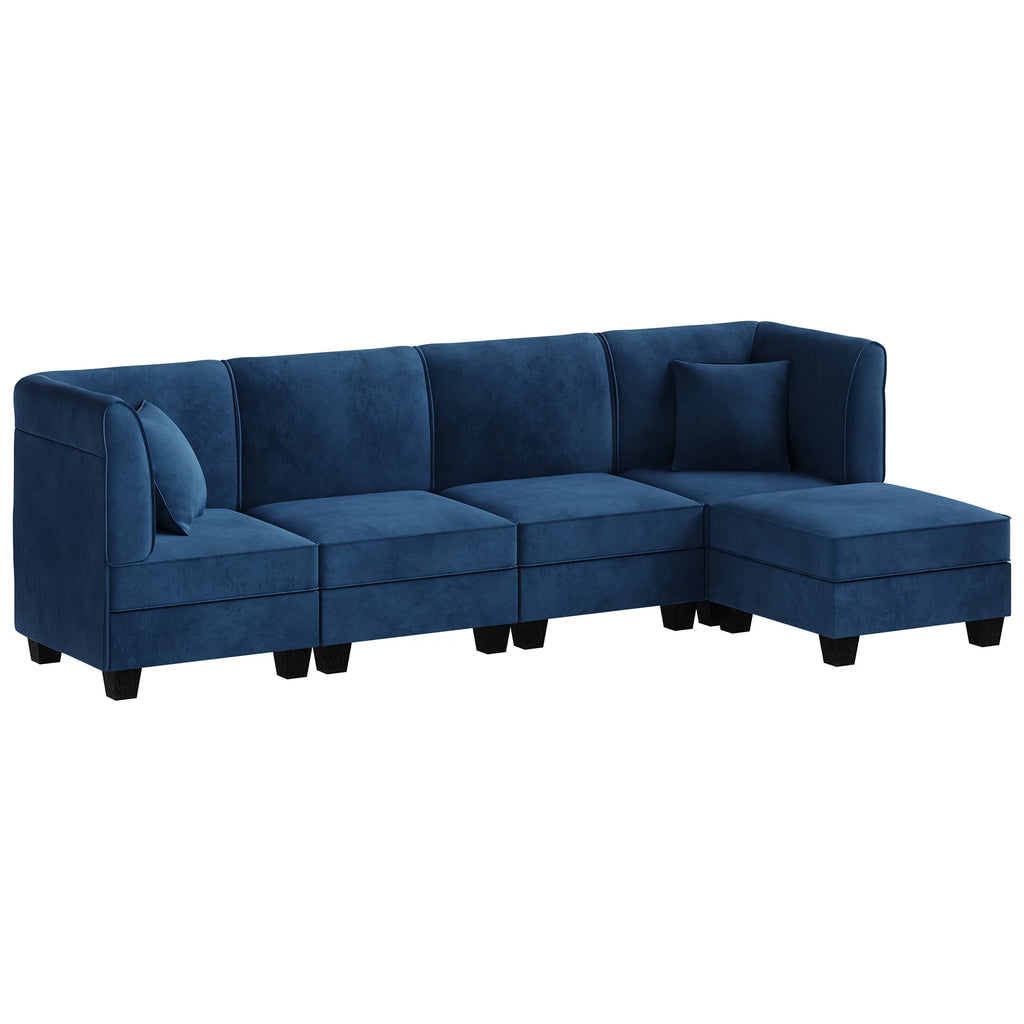 Velvet L-Shaped Sectional Sofa with Reversible Chaise I8859