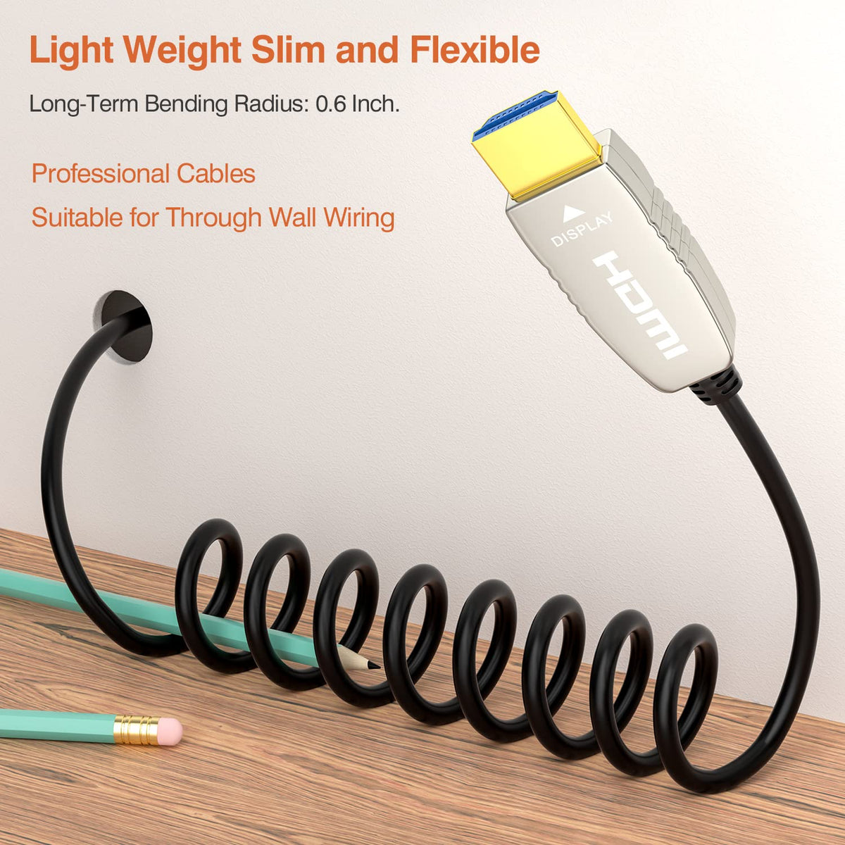 CL2 Rated Fiber HDMI Cable 165 feet 4K60Hz HDMI2.0b 18Gbps Slim Flexible N454