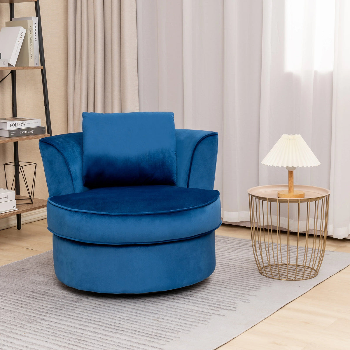 32" Wide Beige Swivel Barrel Chair R998