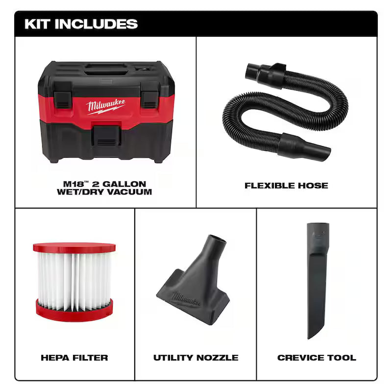 18-Volt Lithium-Ion Brushless Cordless Compact Drill/Impact Combo Kit with 2 Batteries, Charger, Bag & 2 Gal Vac N60098