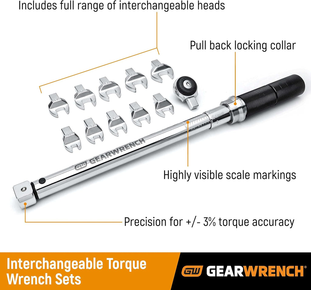 12 Pc. 3/8" Drive SAE Open End Interchangeable Torque Wrench Set O758659