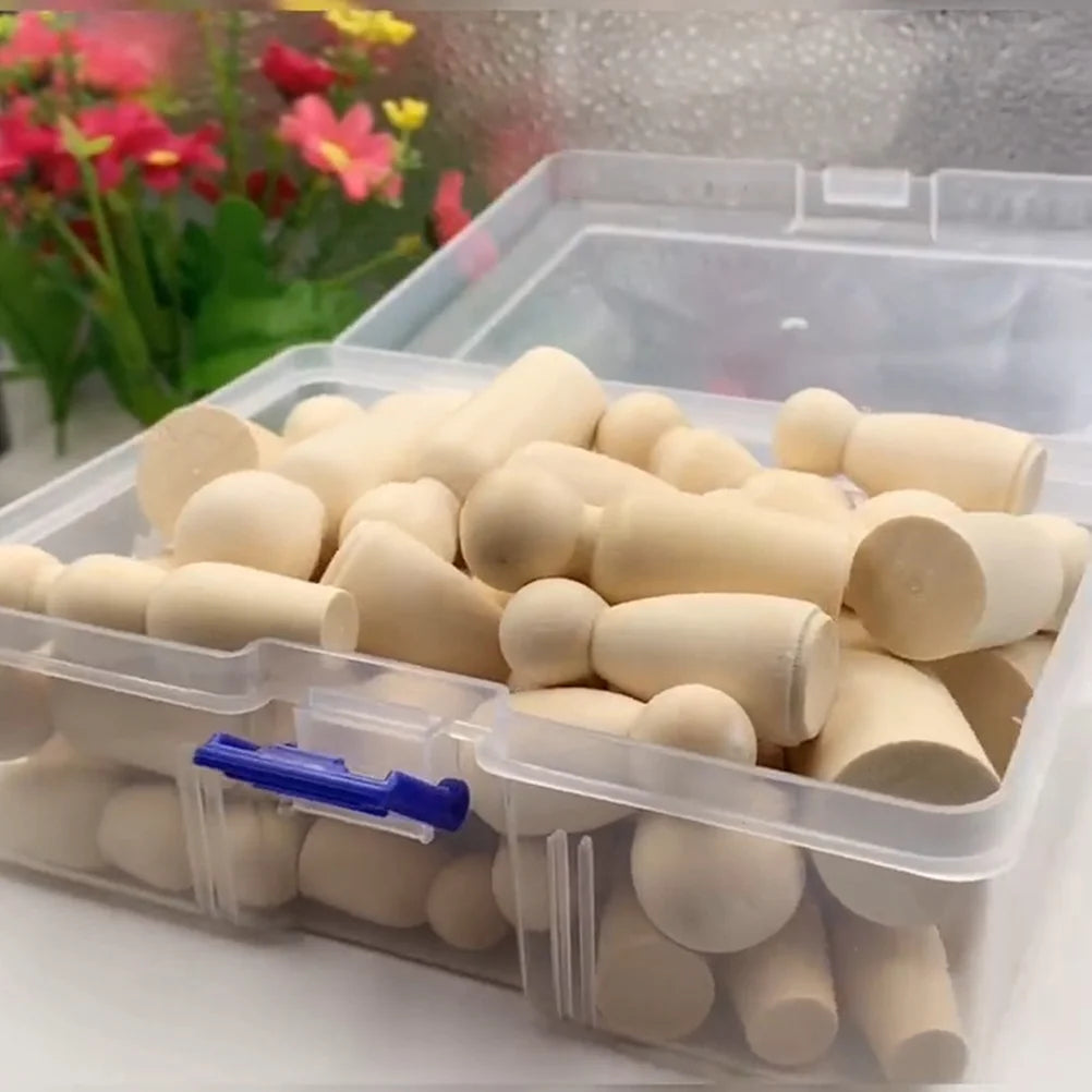 80 Pcs Blank Wooden Peg People Figures N2452