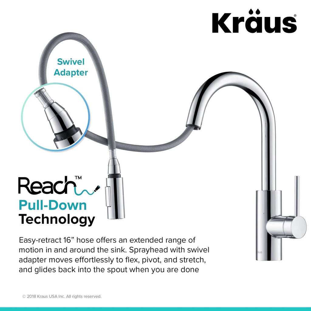 2-Function 1-Handle Pulldown Kitchen Faucet with Dispenser Faucet U416