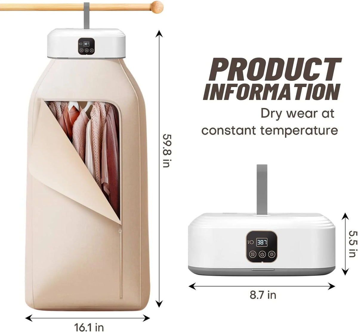 Portable Compact Clothes Dryer with Timer I842307