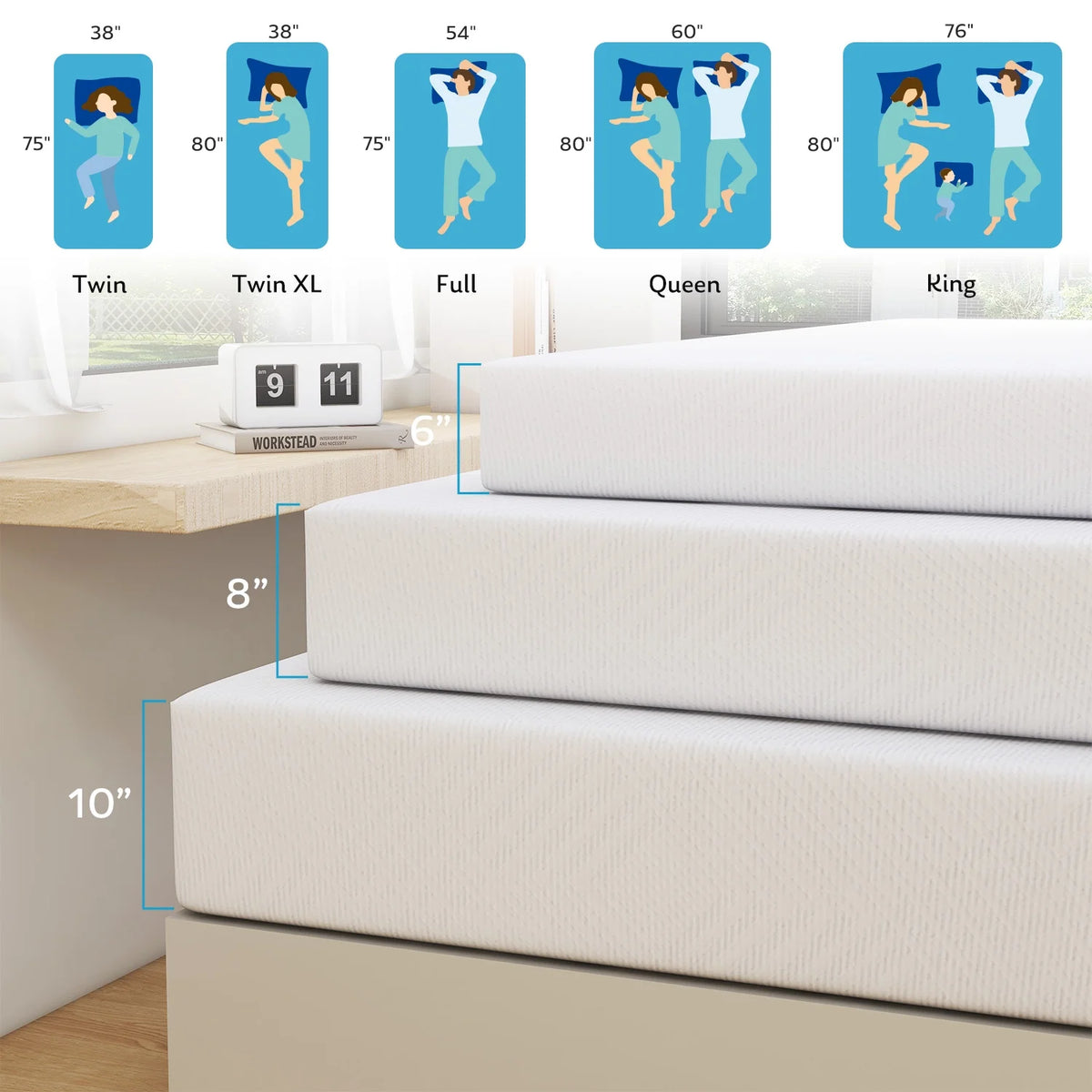 8 inch Gel Memory Foam Twin Mattress Z912574