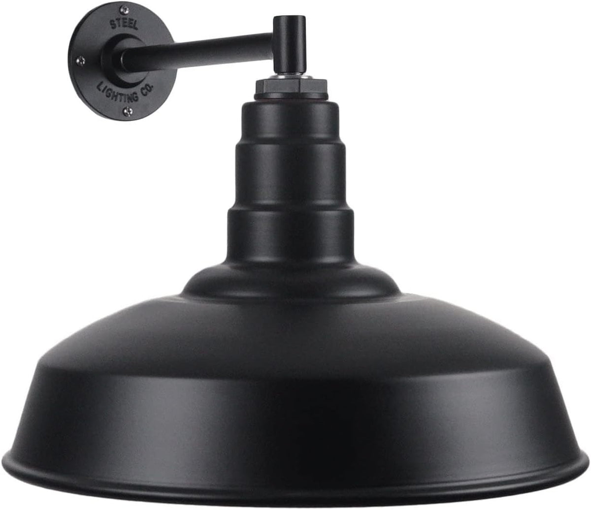Black Outdoor Barn Light with 16 Dome and 16 Gooseneck R992859