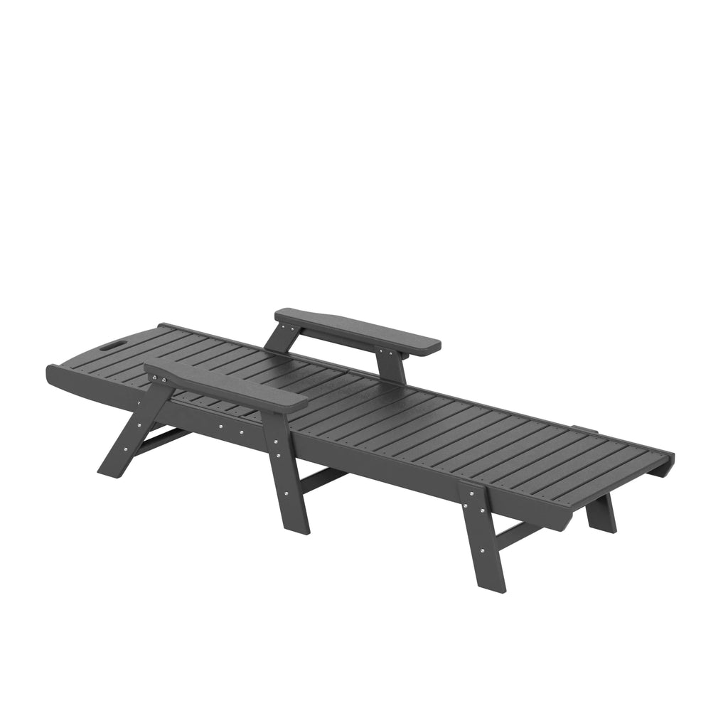 Gray 3-Piece Adirondack Chaise Lounge with Side Table Set Q12274