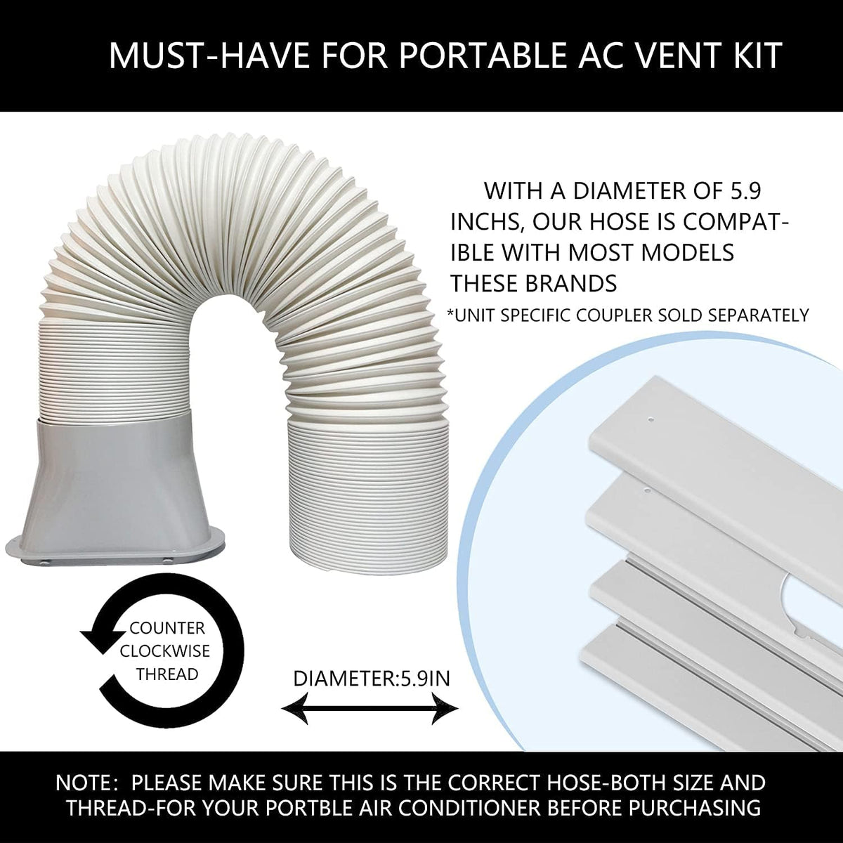 Portable AC Window Vent Kit with Exhaust Hose Q670