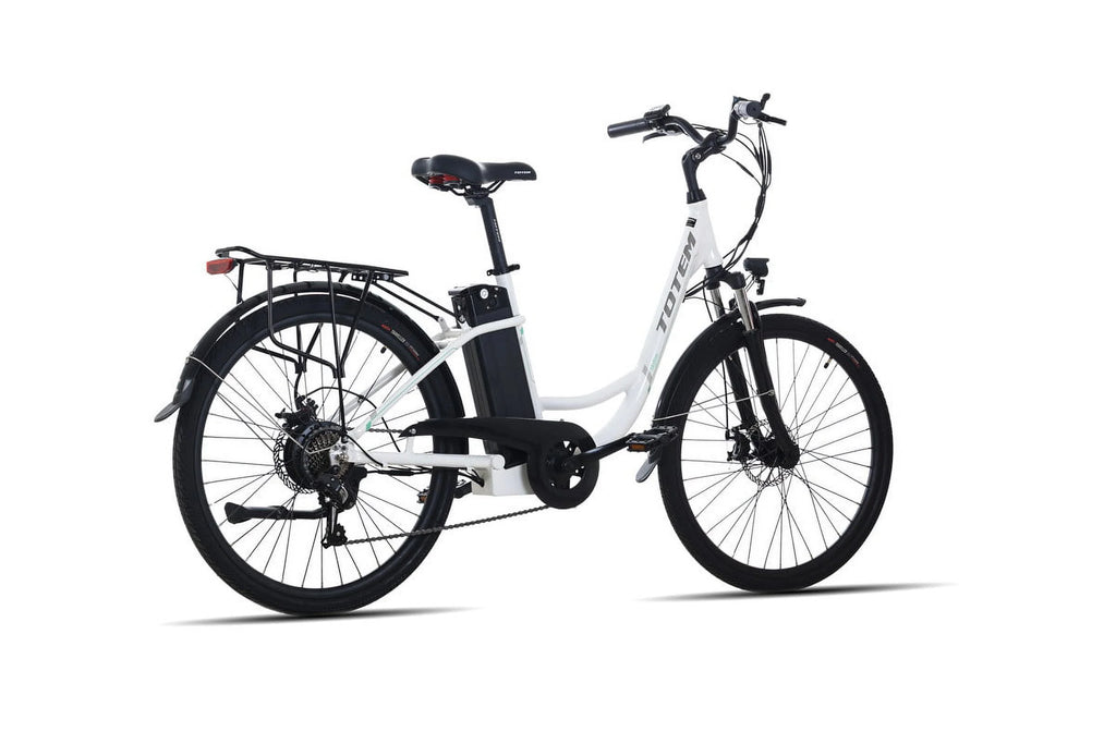 White 26” 350W Electric Bike with Removable Battery B481