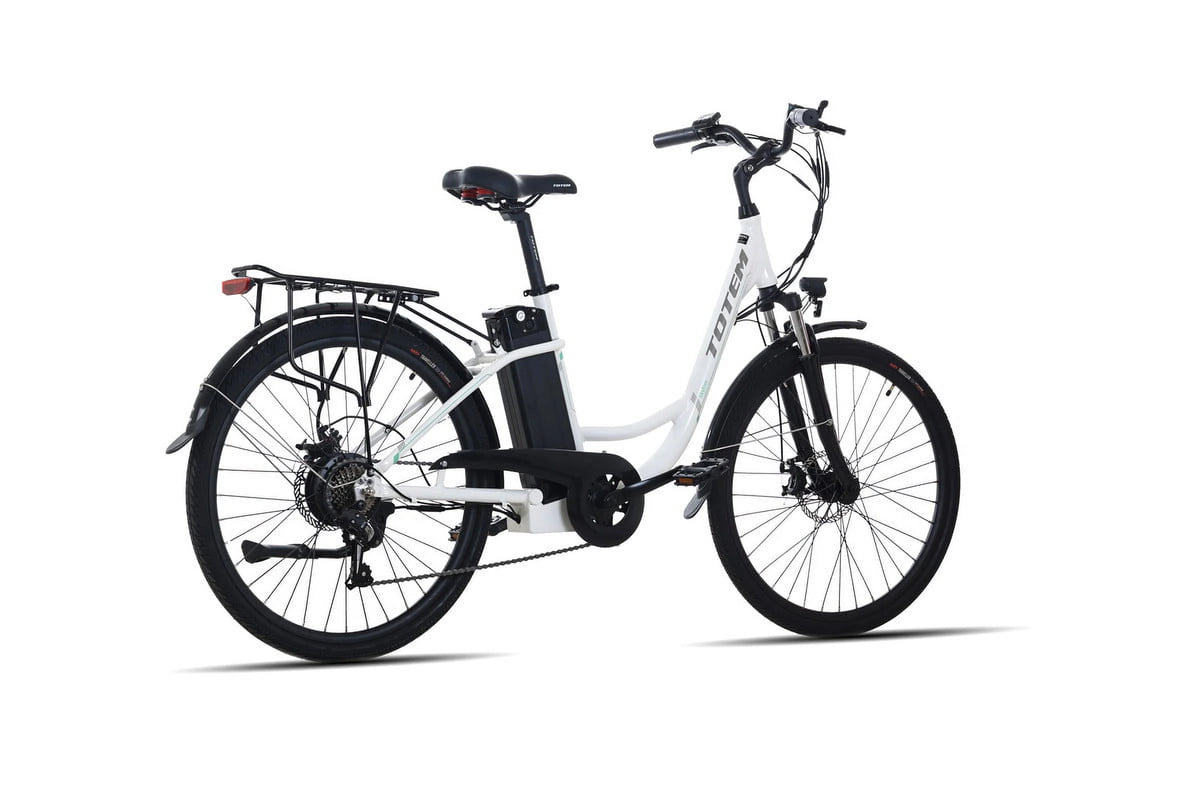 White 26” 350W Electric Bike with Removable Battery B481