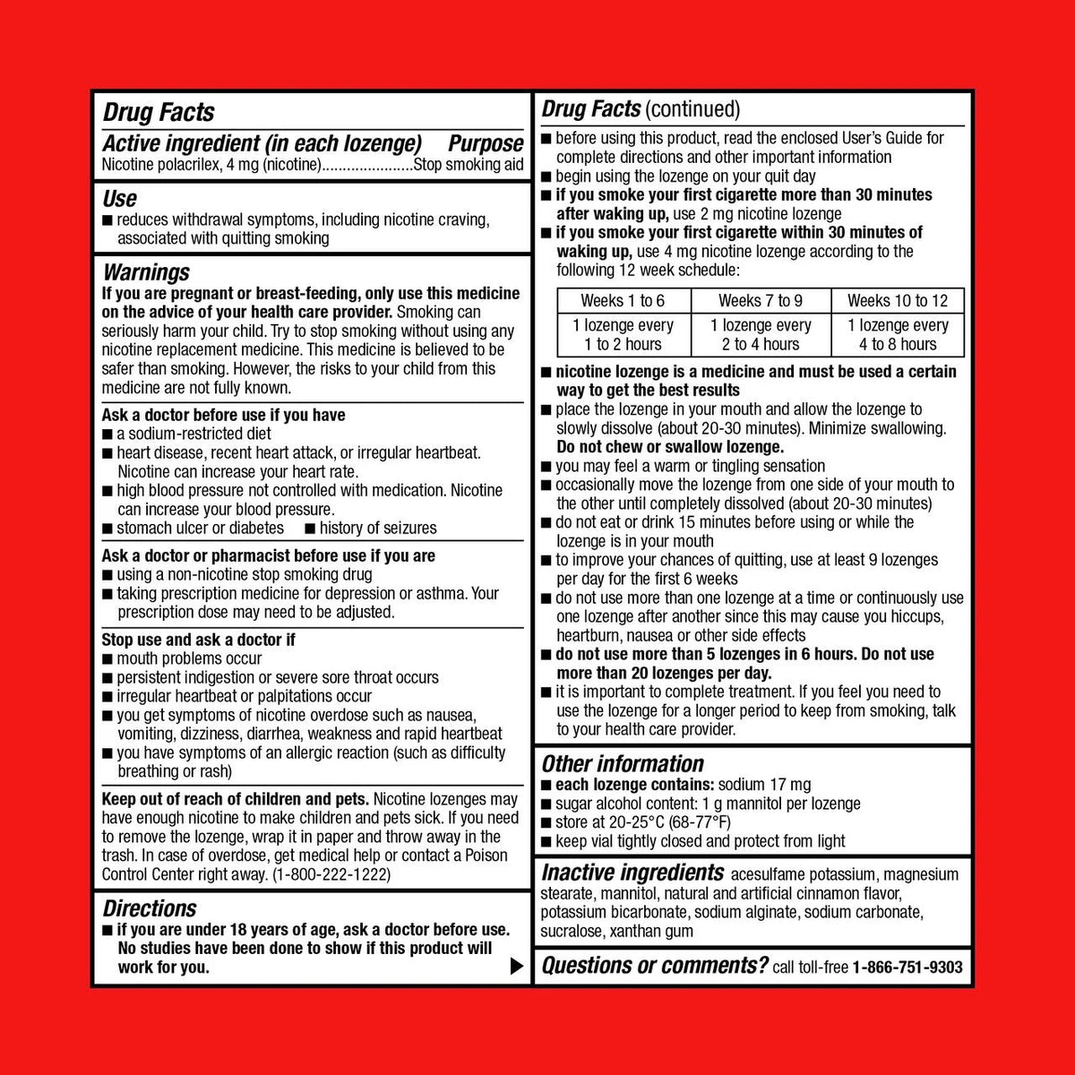 Nicotine Polacrilex Lozenge, 4 mg, Cinnamon Flavor, 108 Count V6331